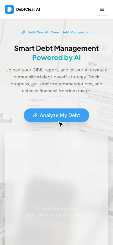 DebtClear AI Home Mobile